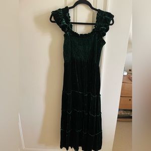 Hill House velvet Ellie dress green
